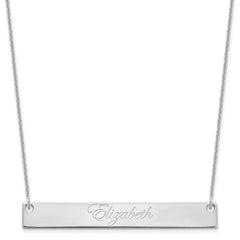 10k White Gold Large EDWARDIAN SCRIPT Bar Necklace - 3