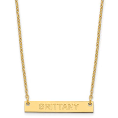 SS/Gold-plated Small Capitalized ARIAL ROUNDED Bar Necklace