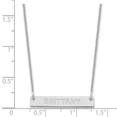 10k White Gold Small Capitalized ARIAL ROUNDED Bar Necklace