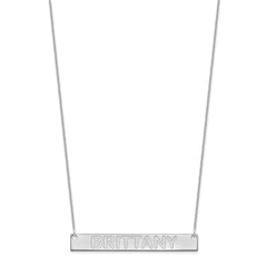 14k White Gold Large Capitalized ARIAL ROUNDED Bar Necklace