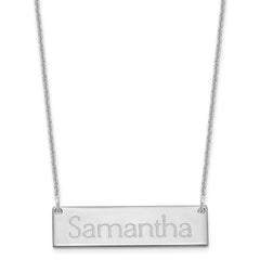 10k White Gold Small Name Bar Necklace