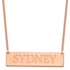 Sterling Silver/Rose-plated Large Name Bar Necklace