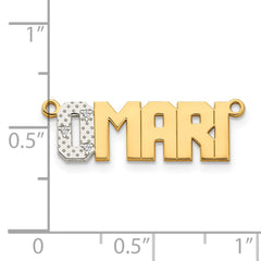 14k Yellow Gold Rhodium Diamond Name Plate