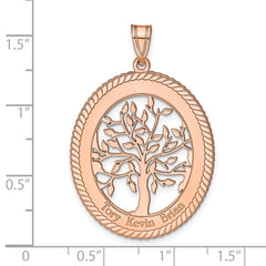 14K Rose Gold Oval Family Tree Pendant - 2