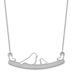 10k White Gold Mom and Baby Bird Necklace