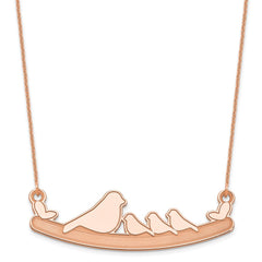 14k Rose Gold Mom and 3 Baby Birds Necklace