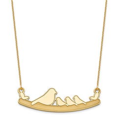 14k Yellow Gold Mom and 3 Baby Birds Necklace