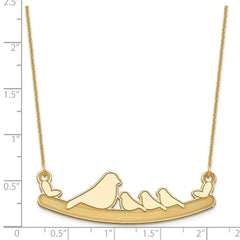 14k Yellow Gold Mom and 3 Baby Birds Necklace