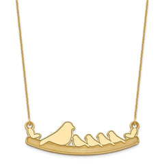 14k Yellow Gold Mom and 4 Baby Birds Necklace