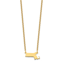 Sterling Silver/Gold-plated Massachusetts State Necklace
