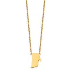 Sterling Silver/Gold-plated Rhode Island State Necklace