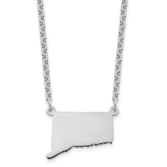 Sterling Silver/Rhodium-plated Connecticut State Necklace