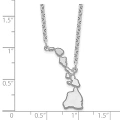 Sterling Silver/Rhodium-plated Hawaii State Necklace
