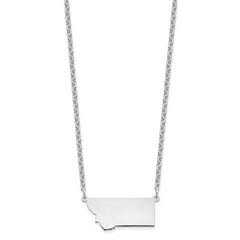 Sterling Silver/Rhodium-plated Montana State Necklace