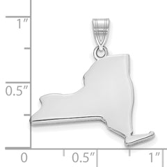 Sterling Silver/Rhodium-plated New York State Pendant