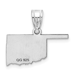 Sterling Silver/Rhodium-plated Oklahoma State Pendant