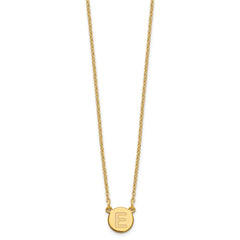 Sterling Silver Gold-plated Tiny Circle Block Letter E Initial Necklace
