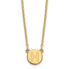 Sterling Silver Gold-plated Tiny Circle Block Letter H Initial Necklace