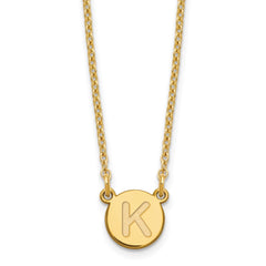 Sterling Silver Gold-plated Tiny Circle Block Letter K Initial Necklace