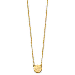Sterling Silver Gold-plated Tiny Circle Block Letter W Initial Necklace