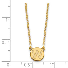 Sterling Silver Gold-plated Tiny Circle Block Letter W Initial Necklace