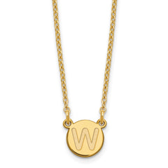 Sterling Silver Gold-plated Tiny Circle Block Letter W Initial Necklace