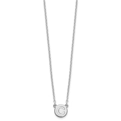 Sterling Silver Rhodium-plated Tiny Circle Block Letter C Initial Necklace