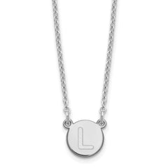 Sterling Silver Rhodium-plated Tiny Circle Block Letter L Initial Necklace