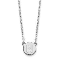 Sterling Silver Rhodium-plated Tiny Circle Block Letter N Initial Necklace
