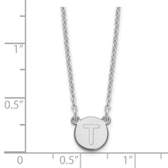 Sterling Silver Rhodium-plated Tiny Circle Block Letter T Initial Necklace