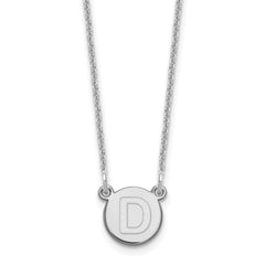 14kw Tiny Circle Block Letter D Initial Necklace