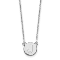 14kw Tiny Circle Block Letter J Initial Necklace