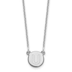 14kw Tiny Circle Block Letter U Initial Necklace