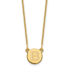 14k Tiny Circle Block Letter B Initial Necklace