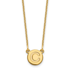 14k Tiny Circle Block Letter C Initial Necklace