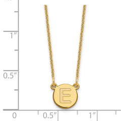 14KY Tiny Circle Block Letter E Initial Necklace