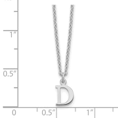 Sterling Silver Rhodium-plated Cutout Letter D Initial Necklace