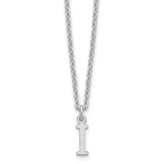 Sterling Silver Rhodium-plated Cutout Letter I Initial Necklace