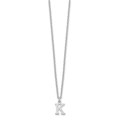 Sterling Silver Rhodium-plated Cutout Letter K Initial Necklace