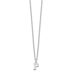 Sterling Silver Rhodium-plated Cutout Letter P Initial Necklace