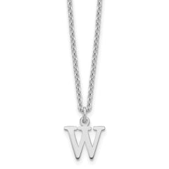 Sterling Silver Rhodium-plated Cutout Letter W Initial Necklace