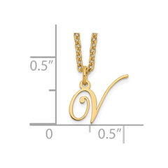 Sterling Silver Gold-plated Letter V Initial Necklace