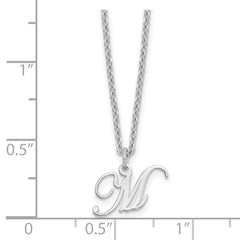 Sterling Silver Rhodium-plated Letter M Initial Necklace