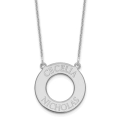 10k White Gold Circle with 2 Name Necklace