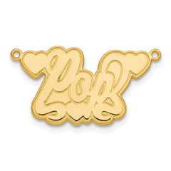14k Yellow Gold Etched Hearts Name Plate