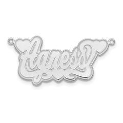 14k White Gold Etched Hearts Name Plate