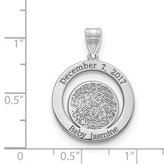 10k White Gold Date and Fingerprint Pendant