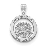 10k White Gold Date and Fingerprint Pendant