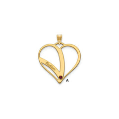 10k Yellow Gold One Name w/Birthstone w/14k Bezel Cut Out Heart Pendant