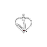 14kw 1 Name w/Birthstone w/18k Rhod-plated Bezel Cut Out Heart Pendant